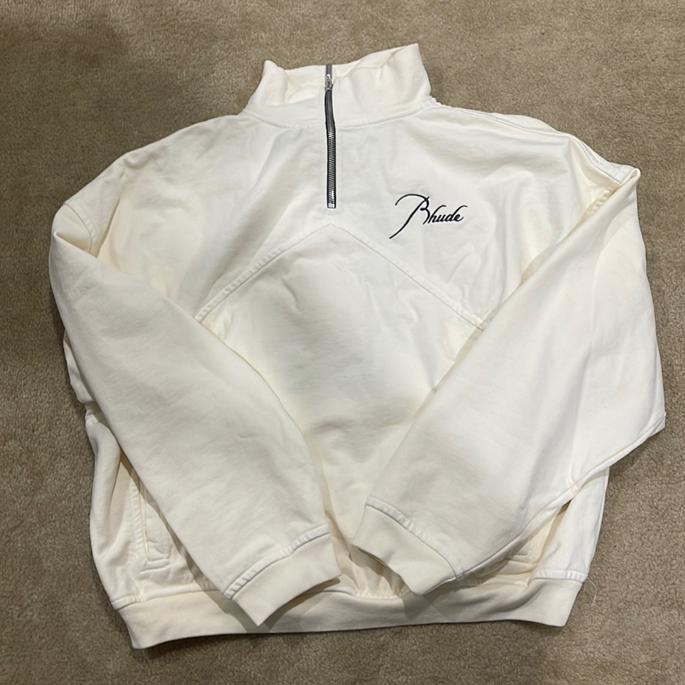 Rhude Cream Quarter Zip Size Large